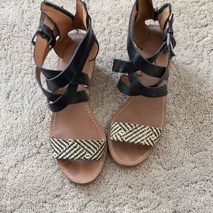 Madewell Black and Tan Strappy Sandals